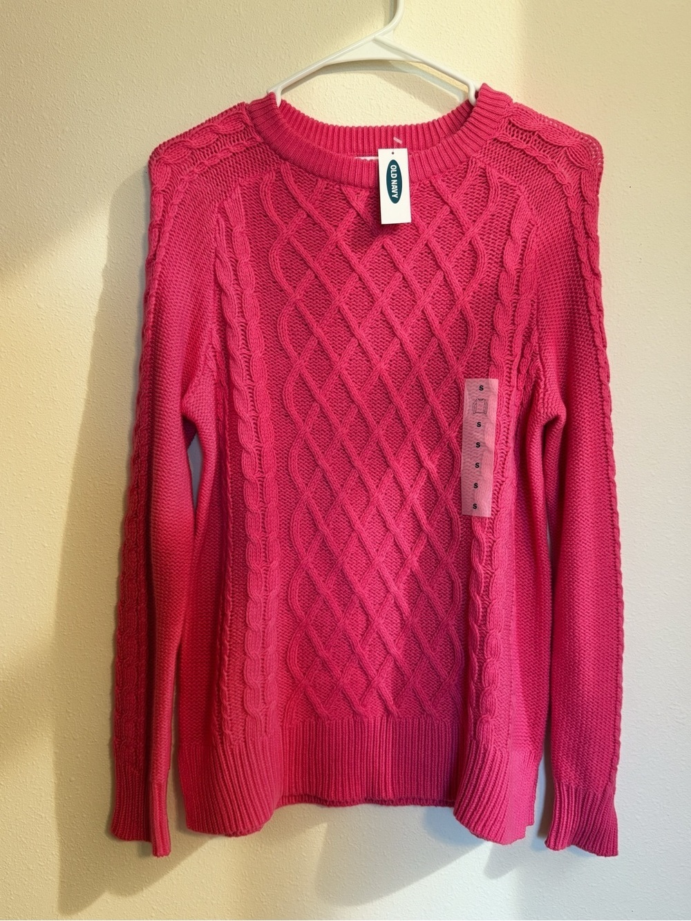 Hot Pink Old Navy Cable-Knit Crewneck Sweater